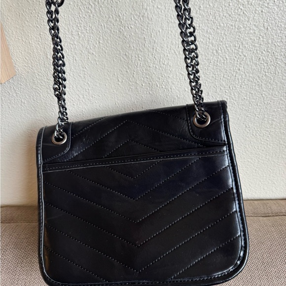 Black Quilted Leather Shoulder Bag with Logo - Picture 7 of 9